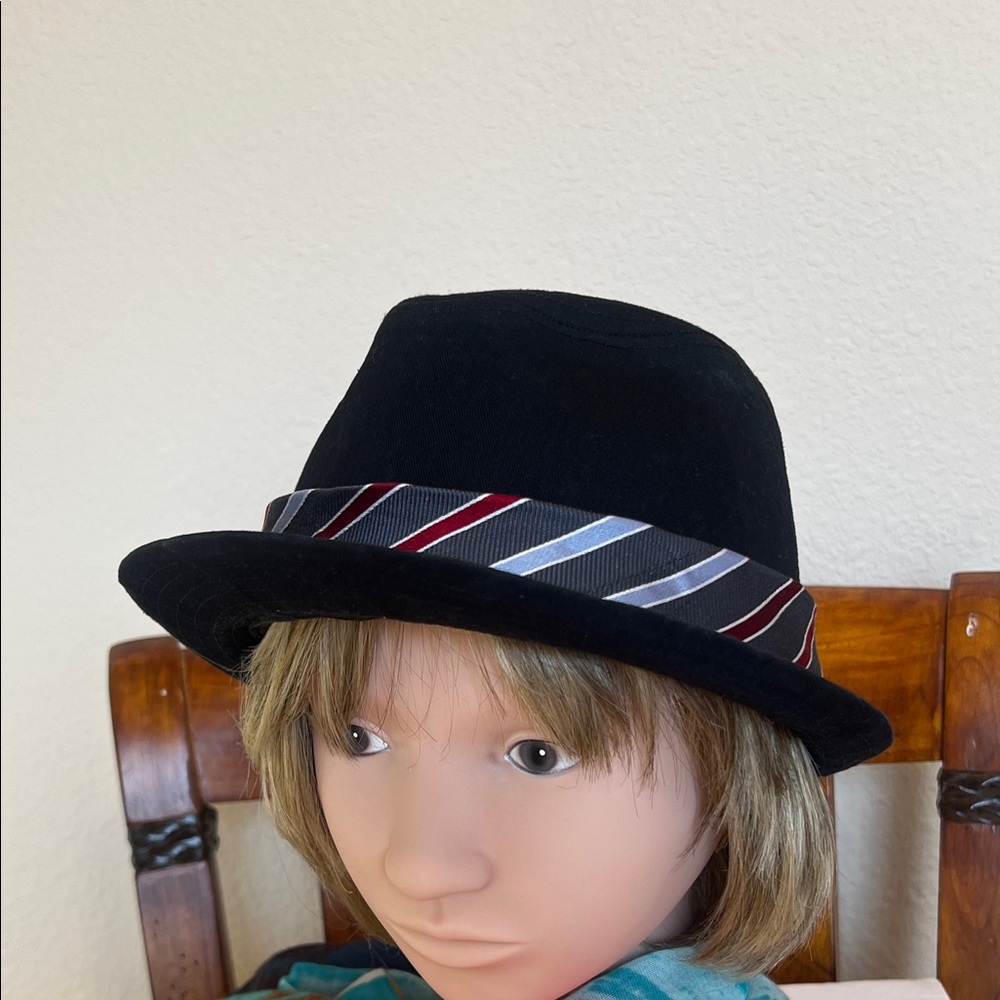 Vintage America Kids Black Fedora with Striped Band